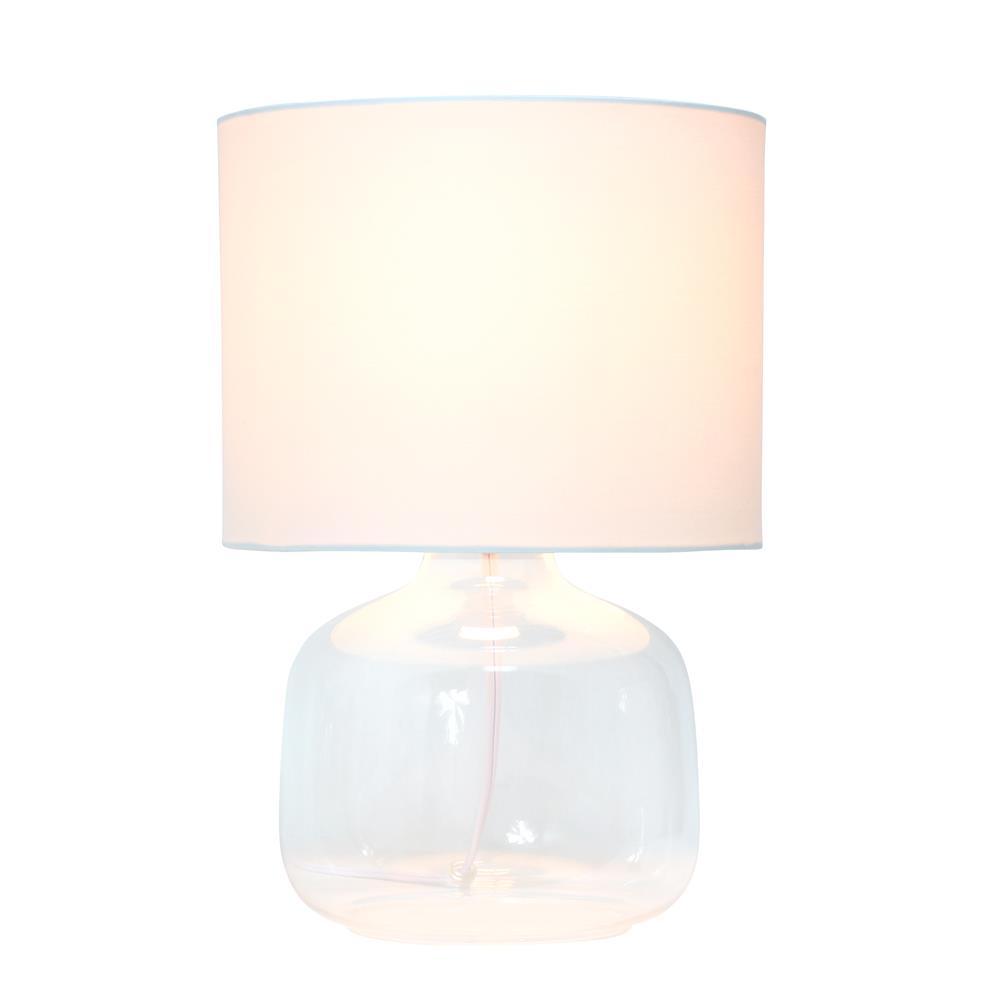 All The Rage LT2064-CLW Simple Designs  Glass Table Lamp with Fabric Shade, Clear with White Shade