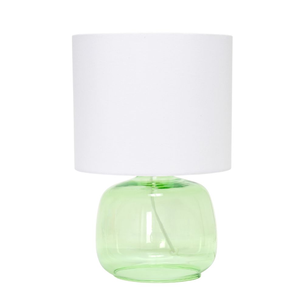 All The Rages LT2064-GRW Simple Designs Glass Table Lamp with Fabric Shade, Green with White Shade