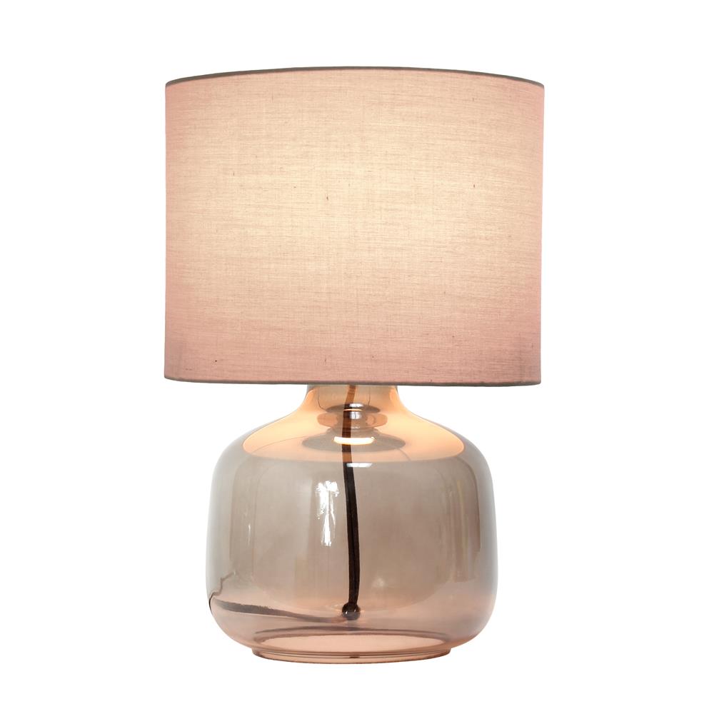 All The Rage LT2064-SMG Simple Designs  Glass Table Lamp with Fabric Shade, Smoke with Gray Shade