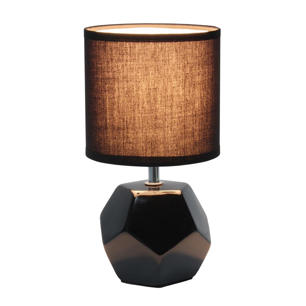 All the Rage LT2065-BLK Round Prism Mini Table Lamp with Matching Fabric Shade