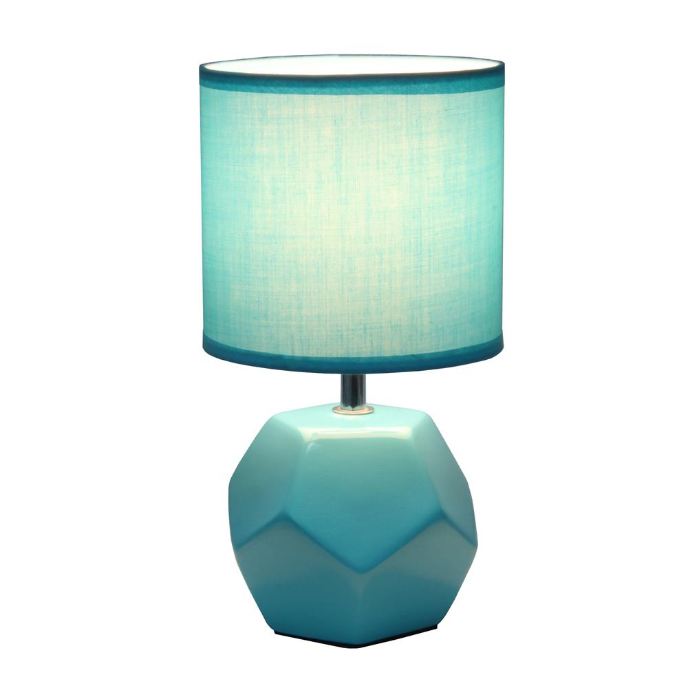 All the Rage LT2065-BLU Round Prism Mini Table Lamp with Matching Fabric Shade