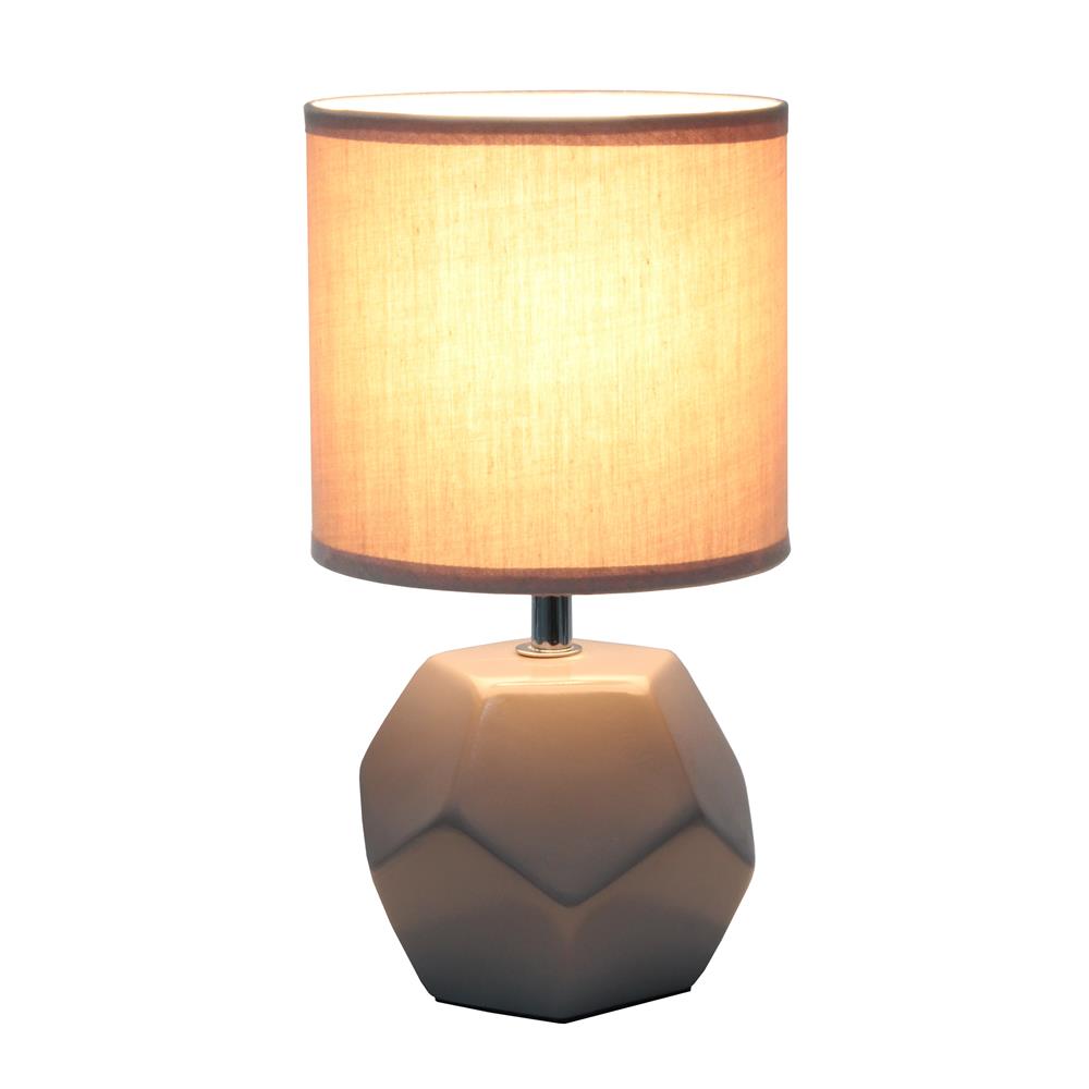 All the Rage LT2065-GRY Round Prism Mini Table Lamp with Matching Fabric Shade