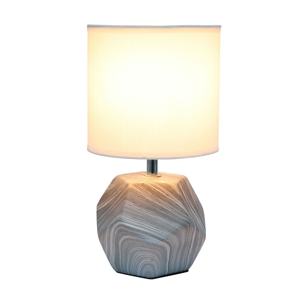 All The Rages LT2065-MBL Simple Designs Round Prism Mini Table Lamp with White Fabric Shade