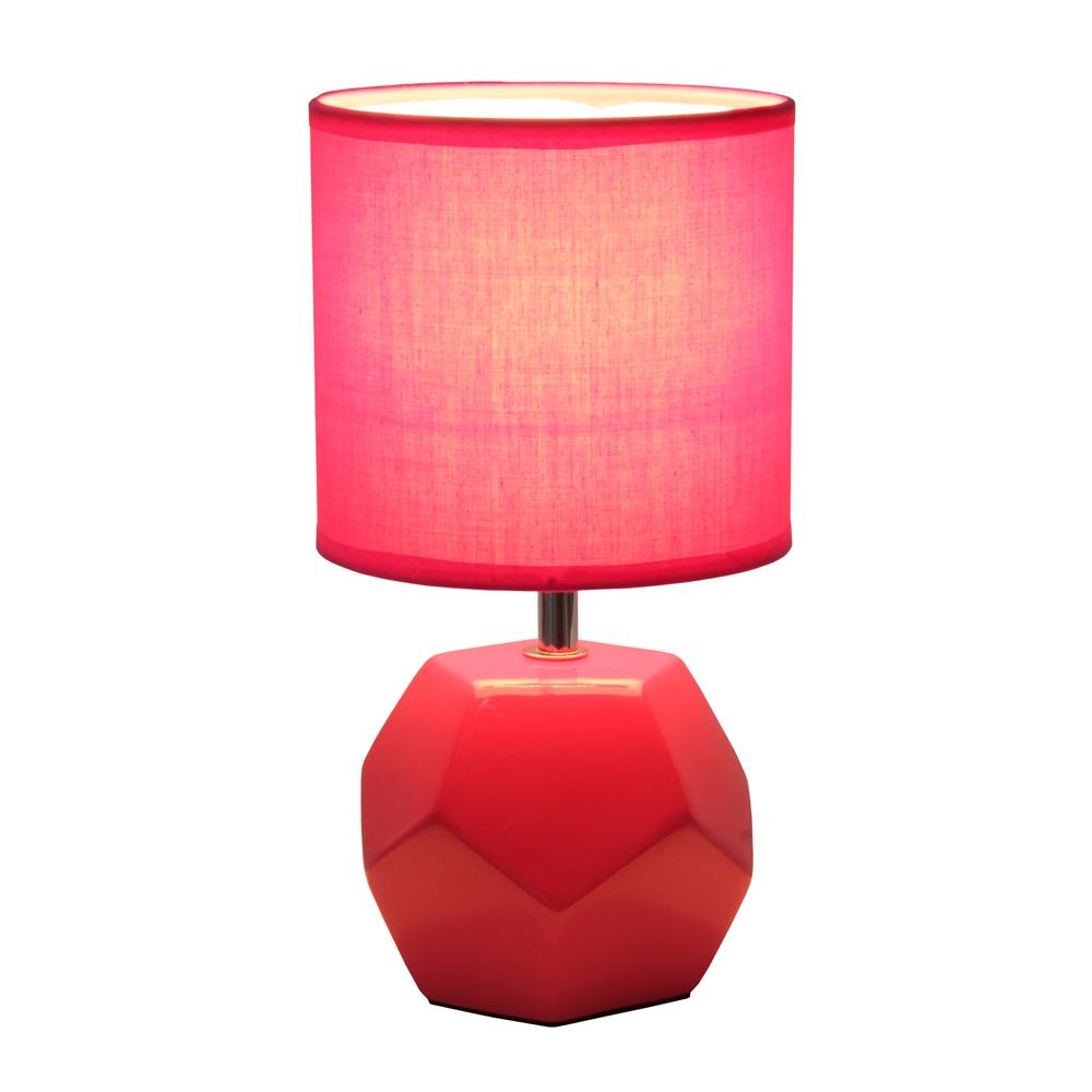 All the Rage LT2065-PNK Round Prism Mini Table Lamp with Matching Fabric Shade