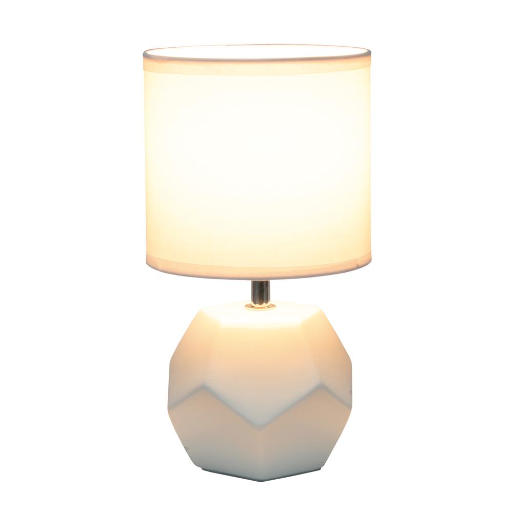All the Rage LT2065-WHT Round Prism Mini Table Lamp with Matching Fabric Shade