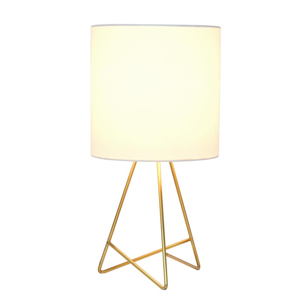 All The Rage LT2066-GDW Simple Designs Down to the Wire Table Lamp with Fabric Shade, Gold with White Shade