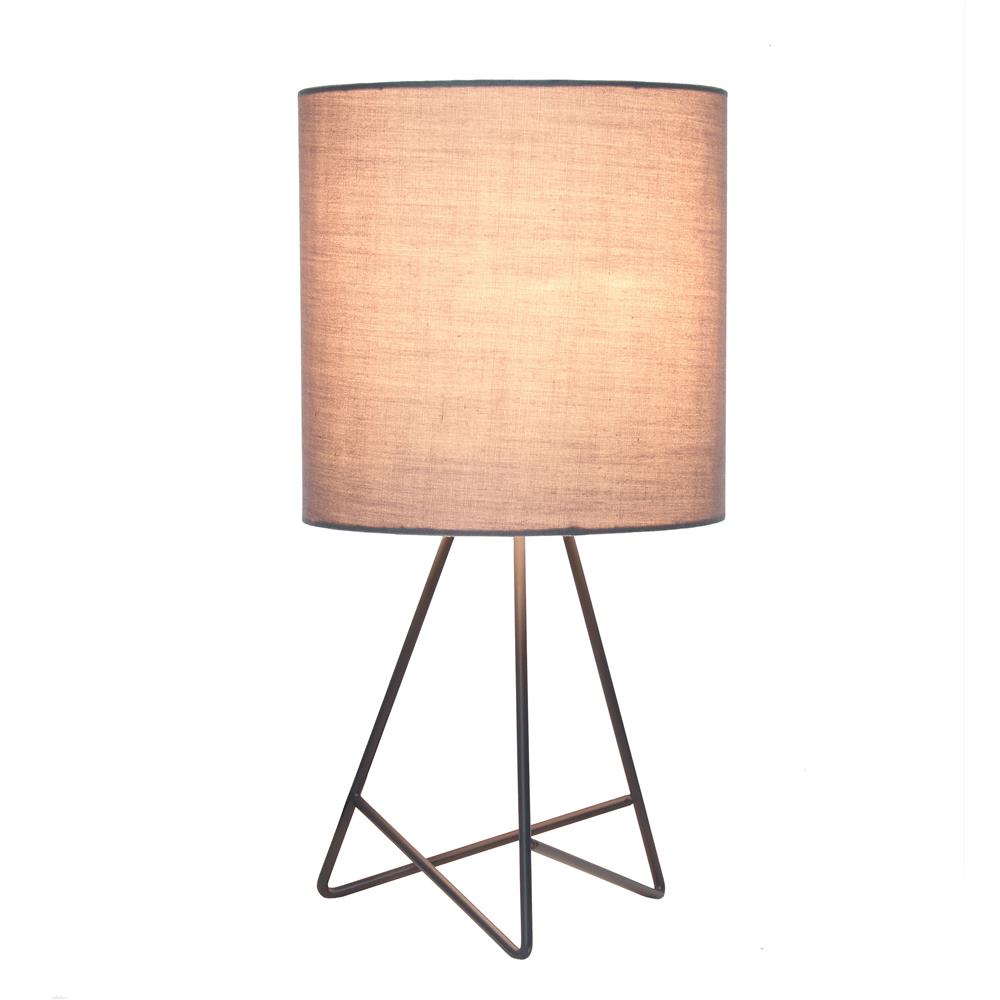 All The Rage LT2066-GOG Simple Designs Down to the Wire Table Lamp with Fabric Shade, Gray with Gray Shade