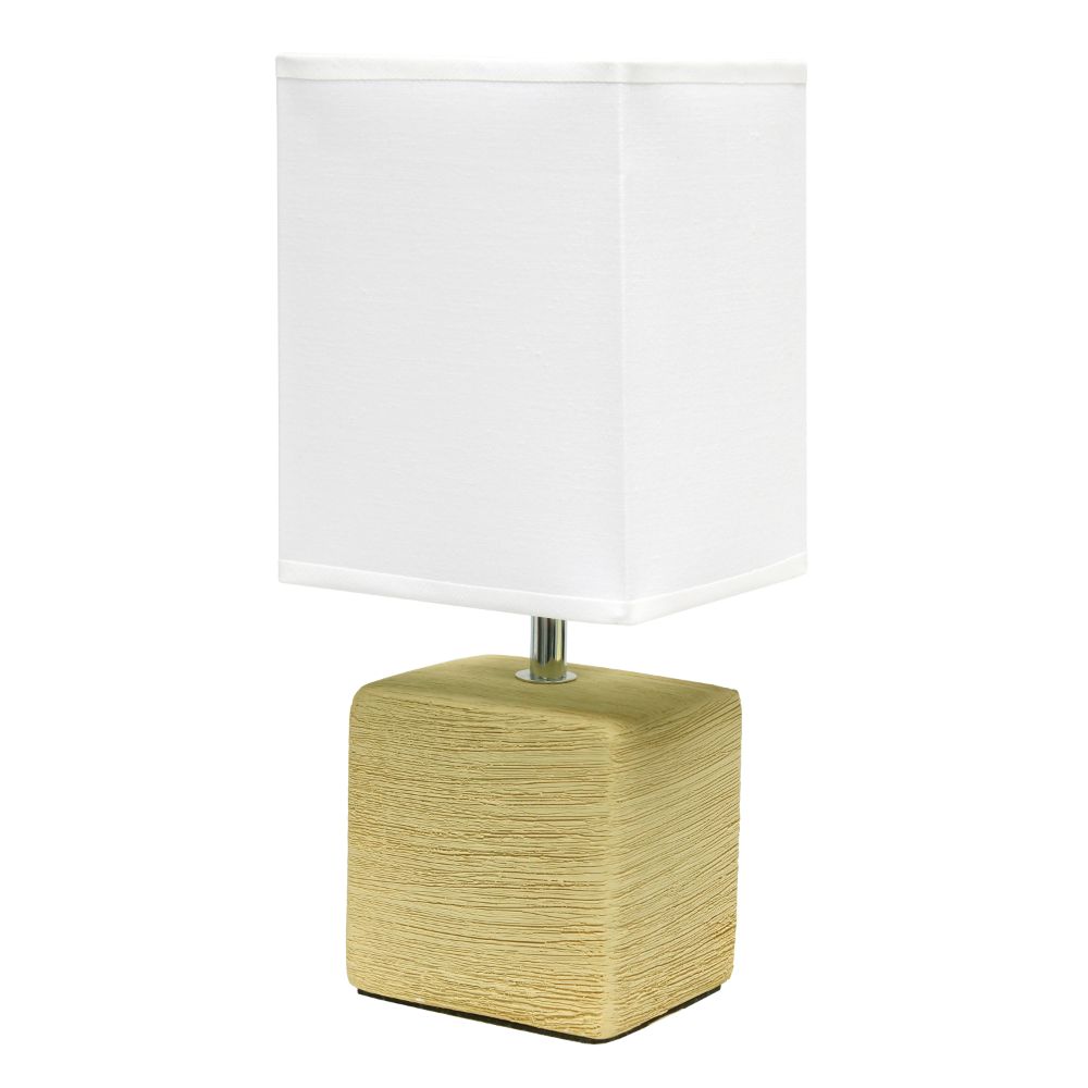 All The Rages LT2072-BGE Simple Designs Petite Faux Stone Table Lamp with Fabric Shade in Beige / White