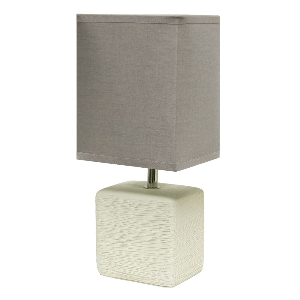 All The Rages LT2072-GOW Simple Designs Petite Faux Stone Table Lamp with Fabric Shade in Off White / Gray