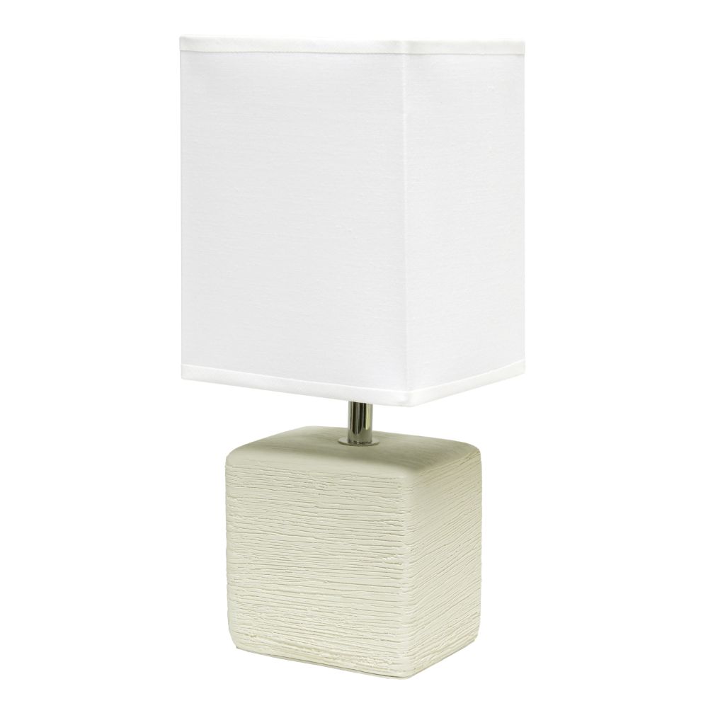 All The Rages LT2072-OFF Simple Designs Petite Faux Stone Table Lamp with Fabric Shade in Off White / White