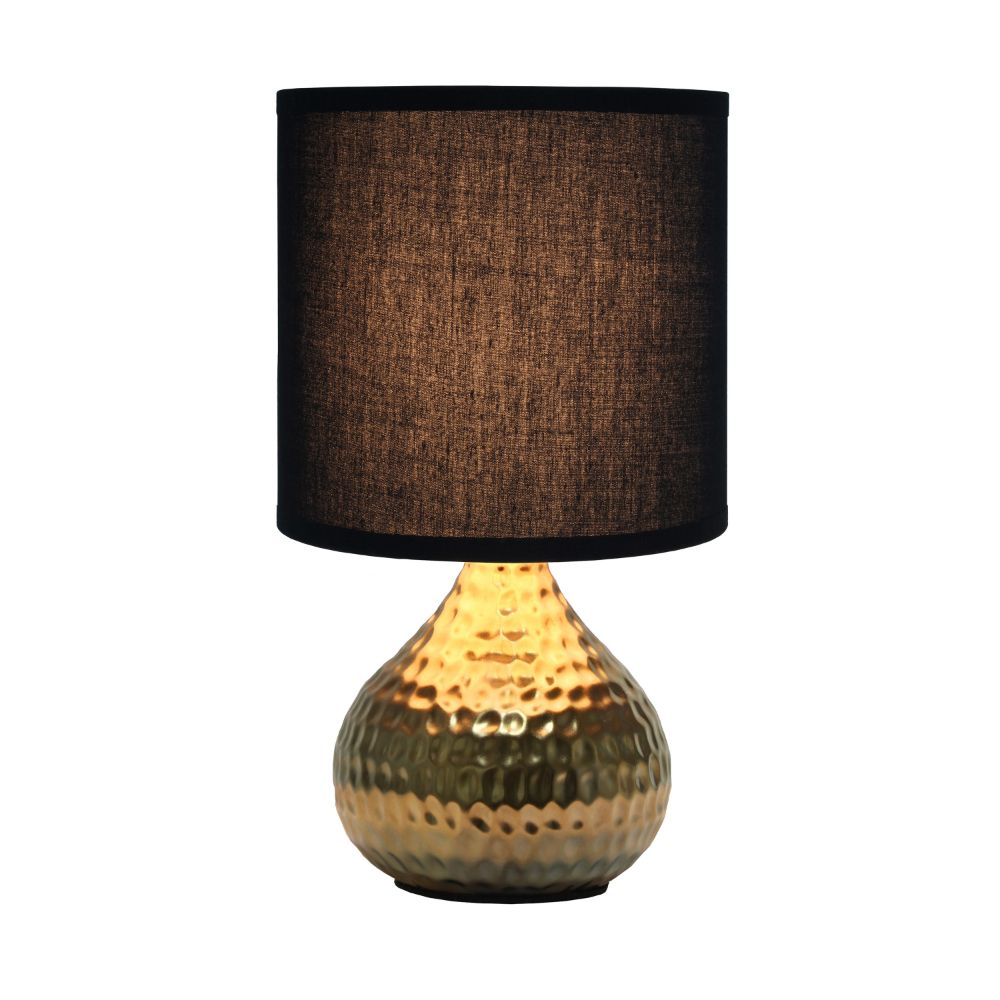 All The Rages LT2073-GDB Simple Designs Hammered Gold Drip Mini Table Lamp, Black