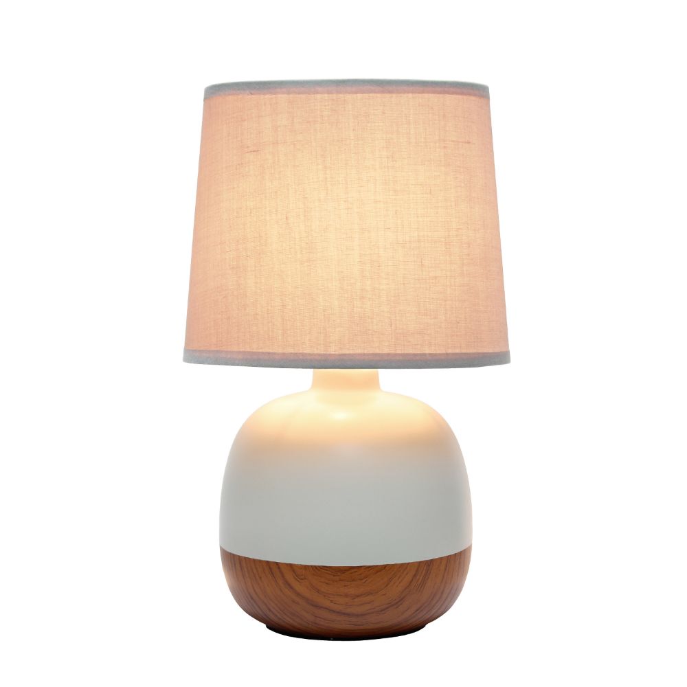 All The Rages LT2078-DWG Simple Designs Petite Mid Century Table Lamp, Dark Wood and Light Gray