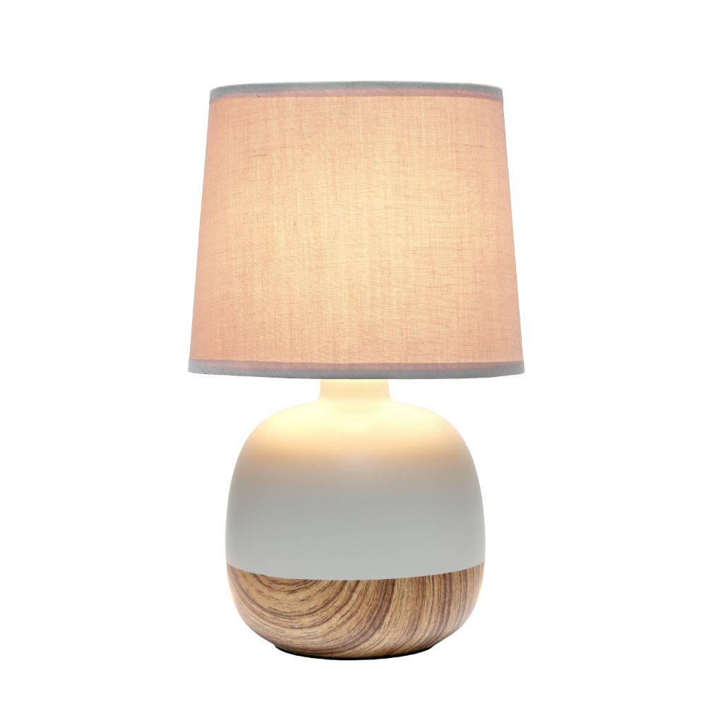 All The Rages LT2078-LWG Simple Designs Petite Mid Century Table Lamp, Light Wood and Light Gray