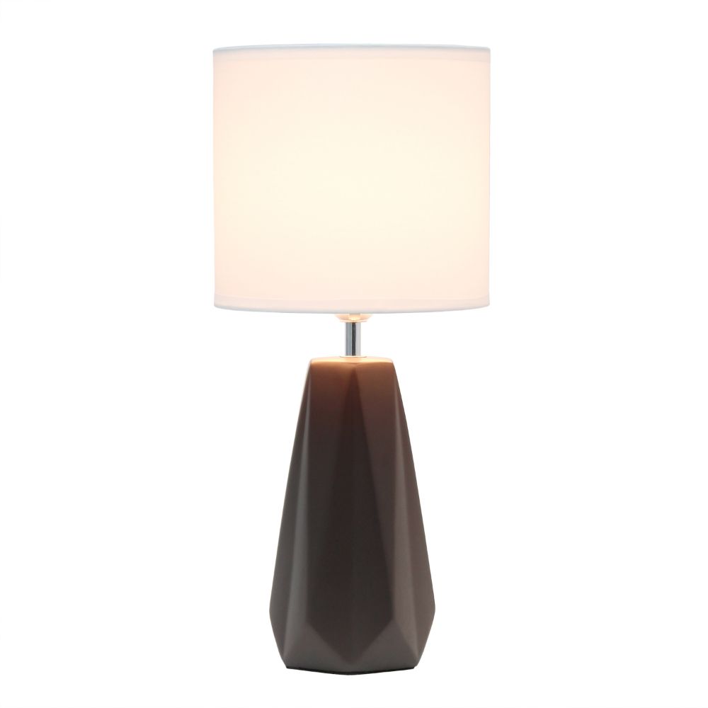 All The Rages LT2082-BWN Simple Designs Ceramic Prism Table Lamp, Espresso Brown