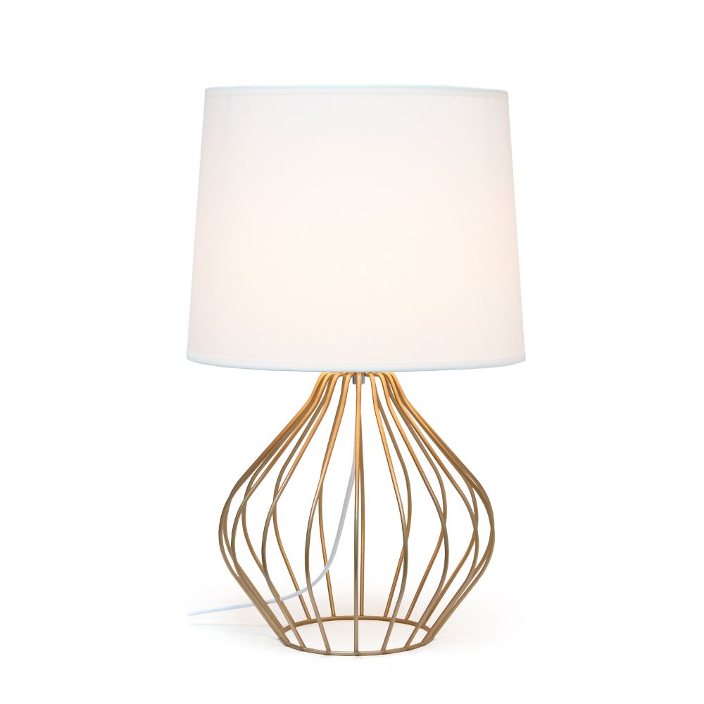 All The Rages LT2086-WOC Simple Designs Geometrically Wired Table Lamp, White on Copper