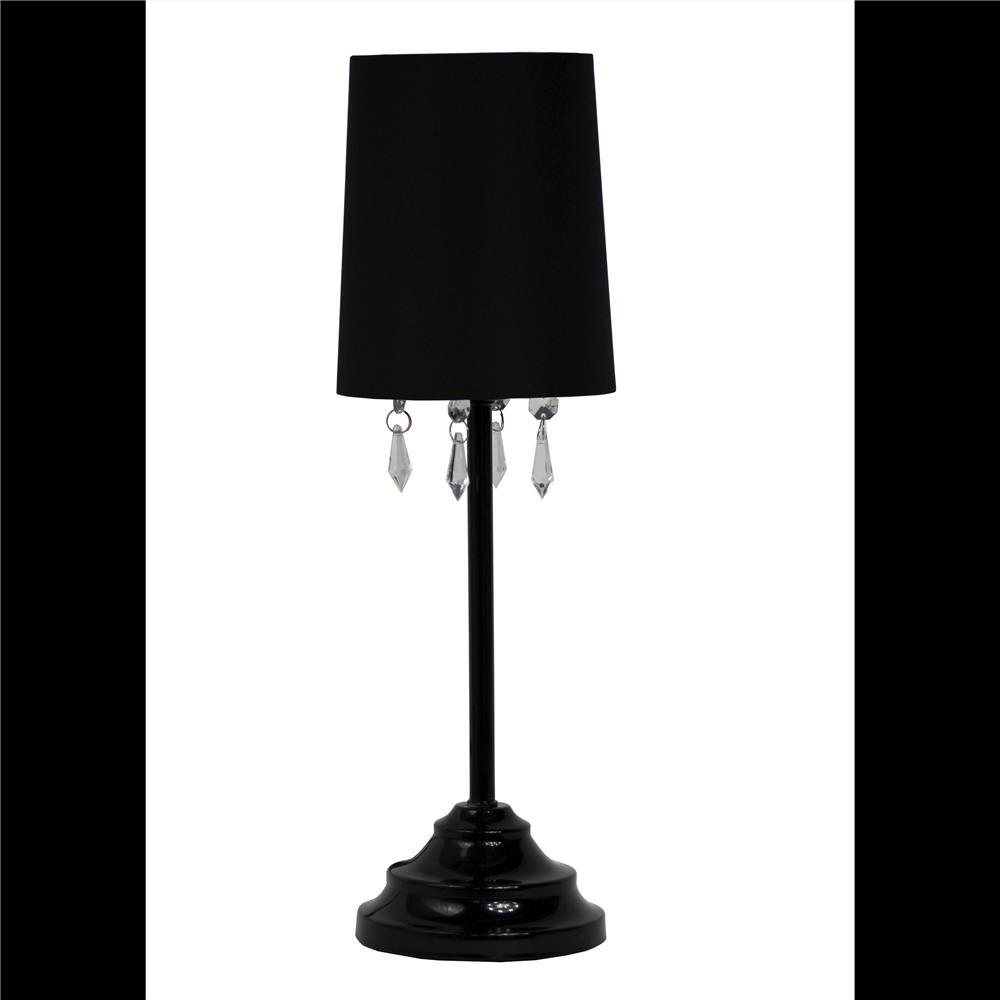 All The Rages LT3018-BLK Simple Designs Table Lamp with Fabric Shade and Hanging Acrylic Bead/ Black