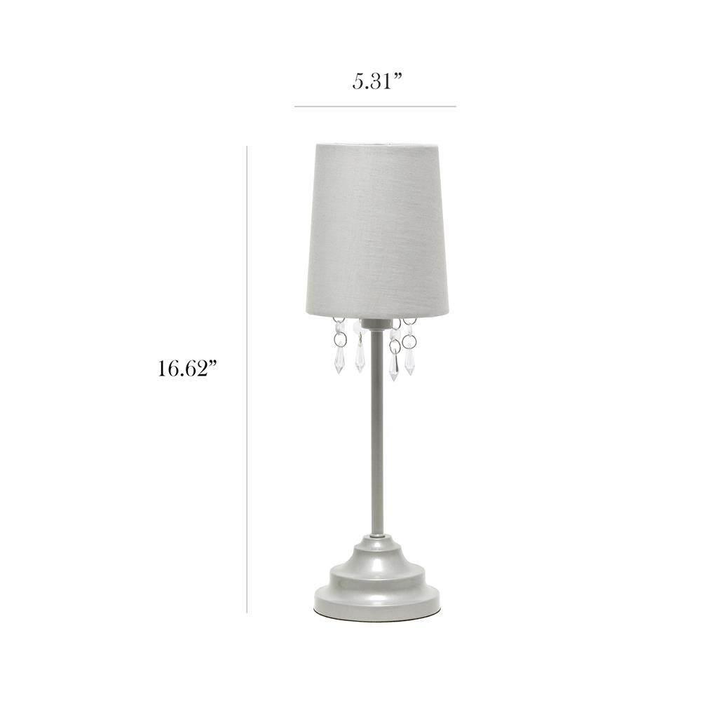 All The Rage LT3018-GRY Simple Designs Table Lamp with Fabric Shade and Hanging Acrylic Beads