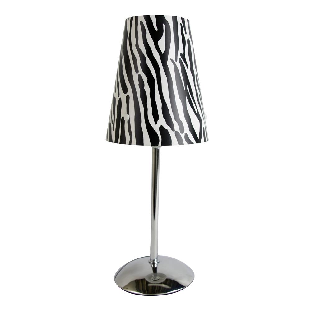  All The Rages LT3024-ZBA Limelights Mini Silver Table Lamp with Plastic Printed Shade/ Zebra