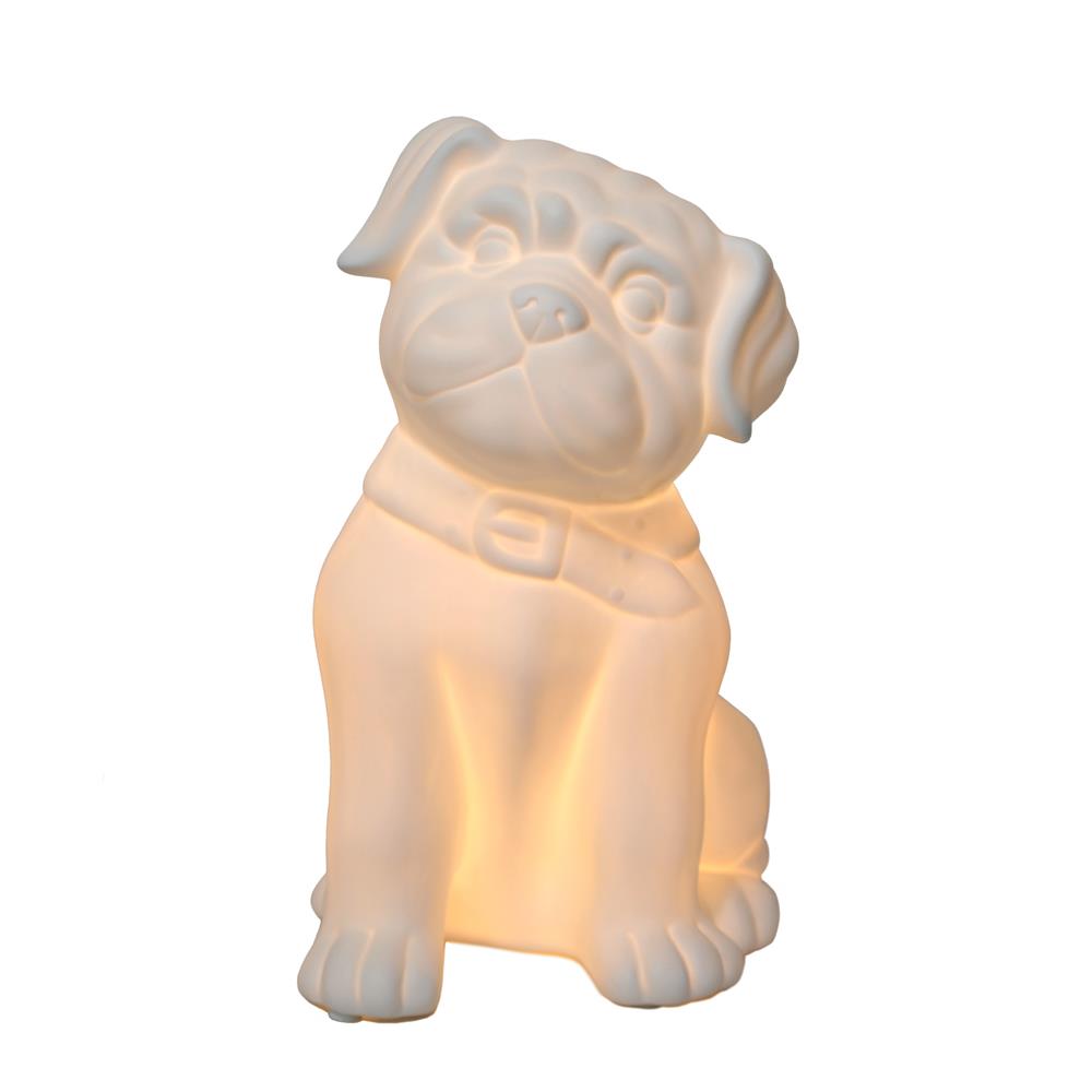  All The Rages LT3212-WHT Simple Designs Porcelain Puppy Dog Shaped Table Lamp