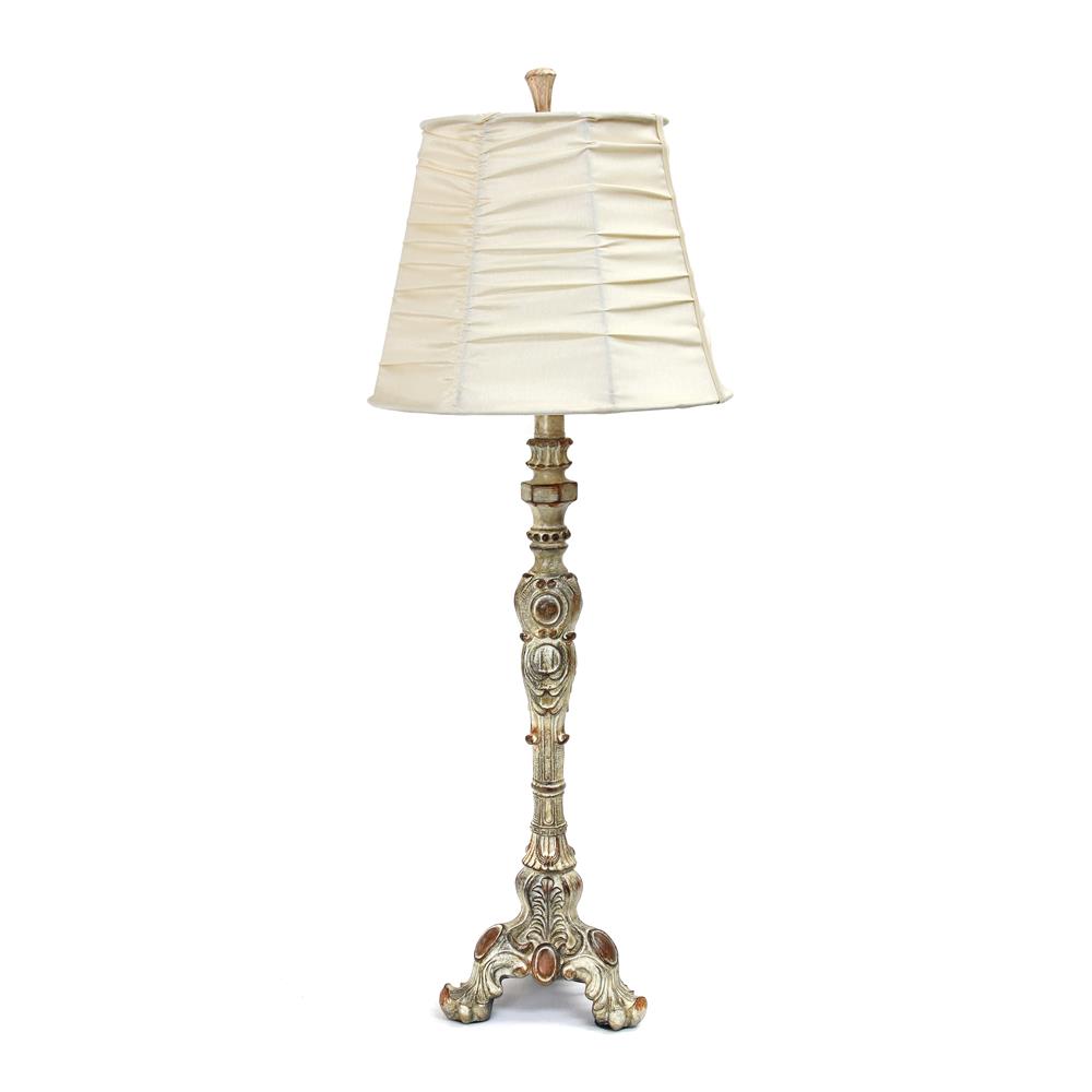 All the Rages LT3301-CRM Elegant Designs Antique Style Buffet Table Lamp with Cream Ruched Shade