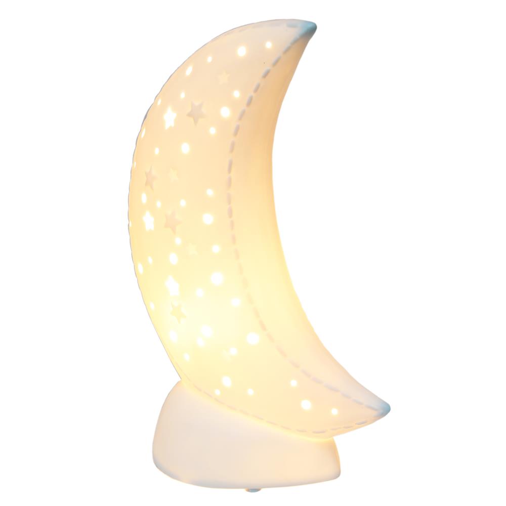 All The Rage LT3338-WHT Simple Designs Porcelain Moon Shaped Table Lamp