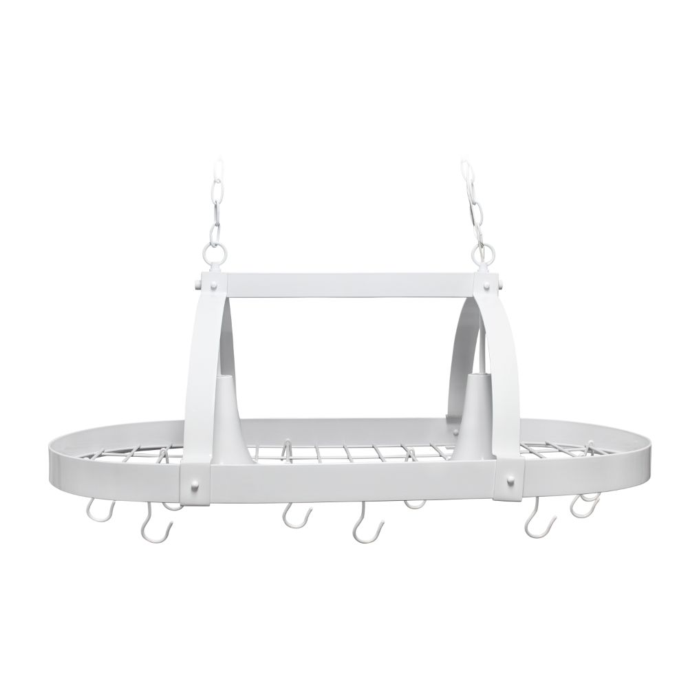 All the Rages PR1000-WHT Elegant Designs White 2 Light Kitchen Pot Rack with Downlights in White