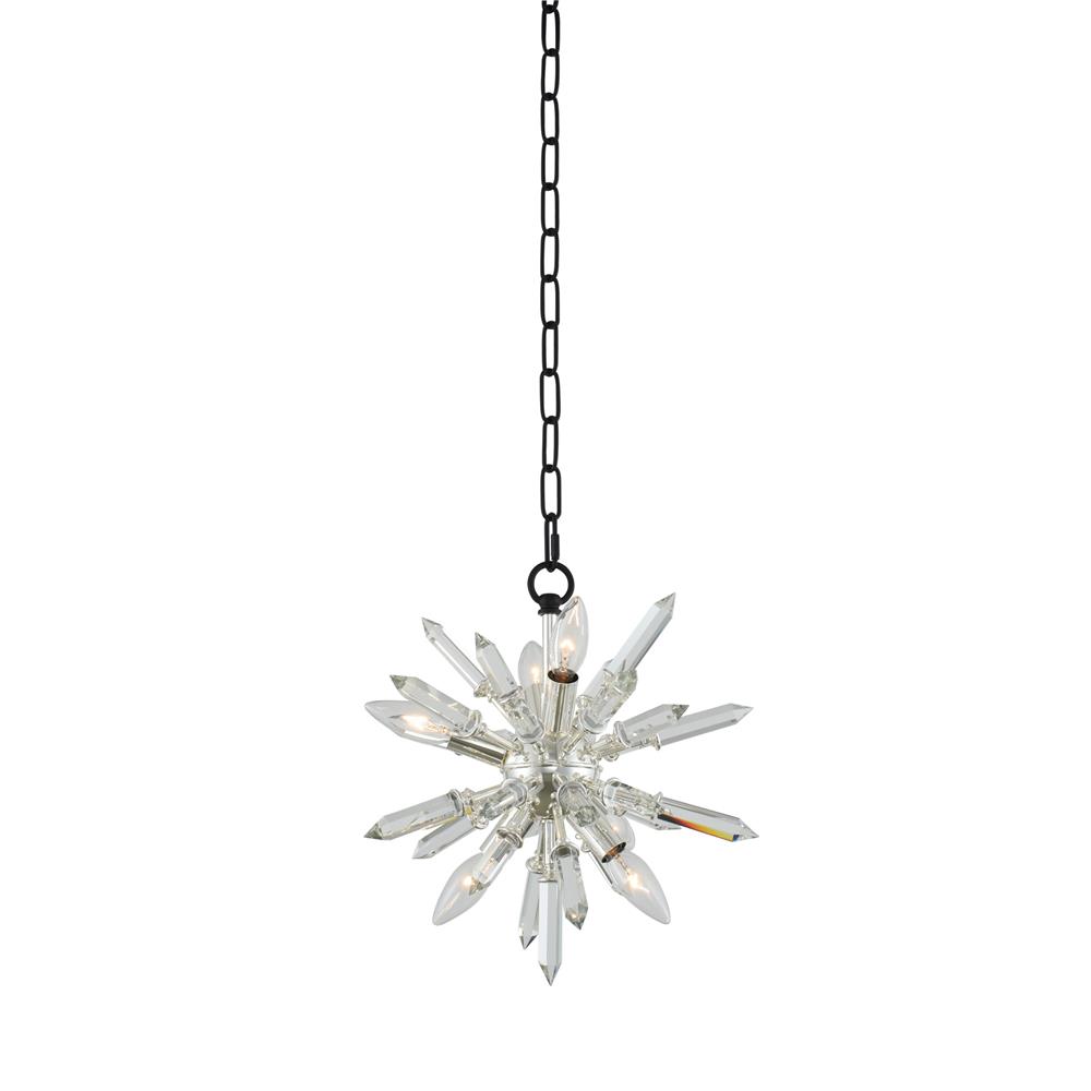 Allegri 033610-050-FR001 Angelo 14 Inch Pendant in Matte Black w/ Polished Silver with Firenze Crystal