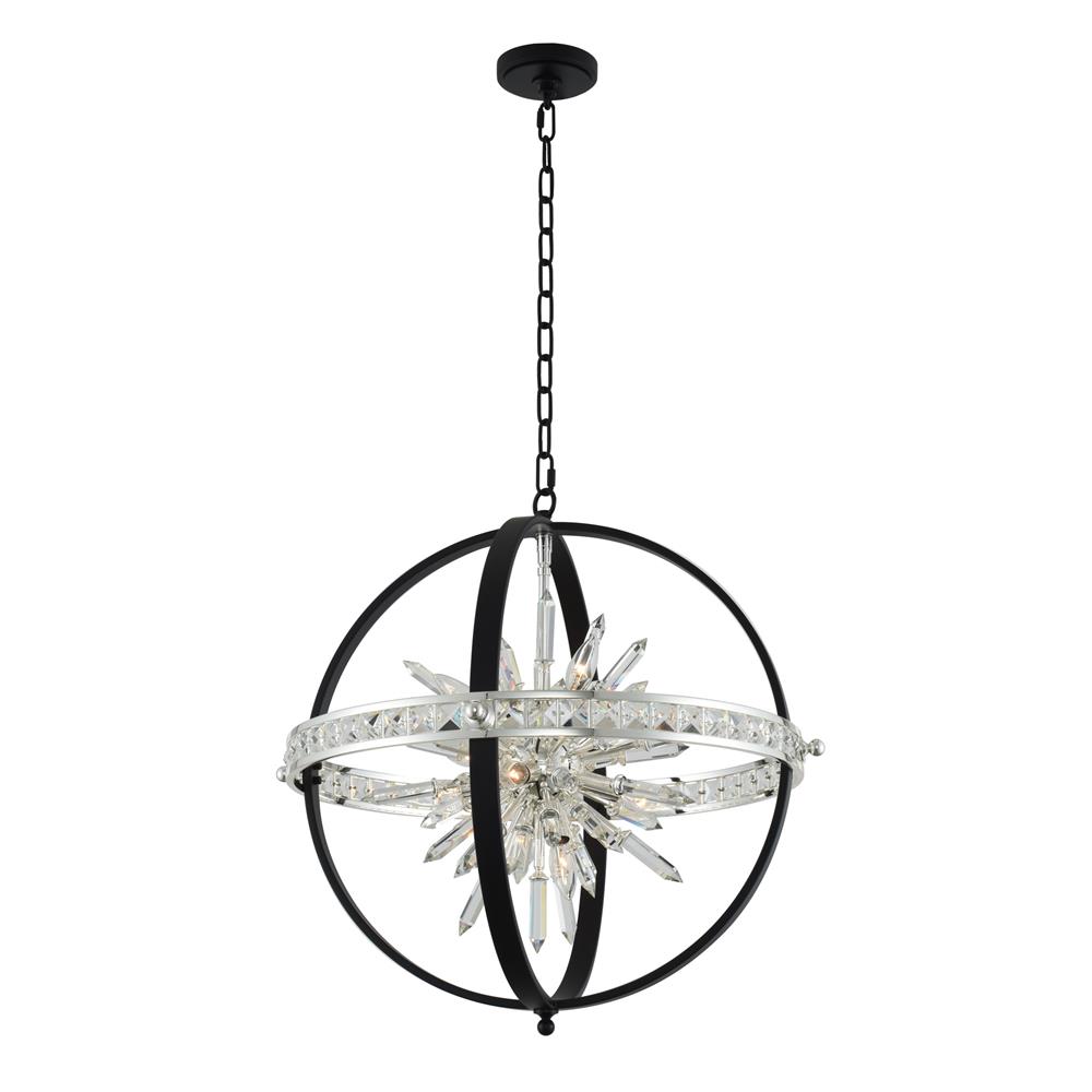 Allegri 033651-050-FR001 Angelo 26 Inch Pendant in Matte Black w/ Polished Silver with Firenze Crystal