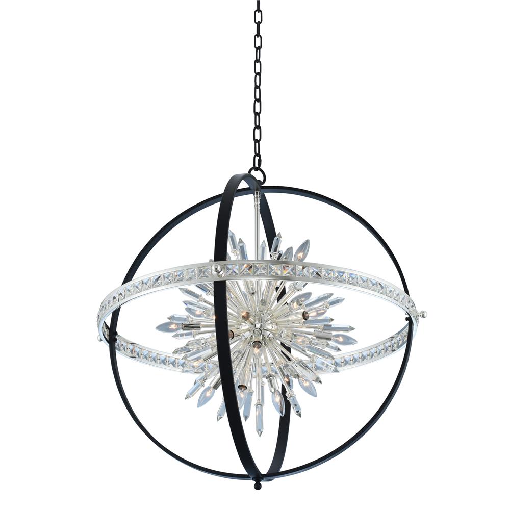 Allegri 033652-050-FR001 Angelo 36 Inch Pendant in Matte Black w/ Polished Silver with Firenze Crystal