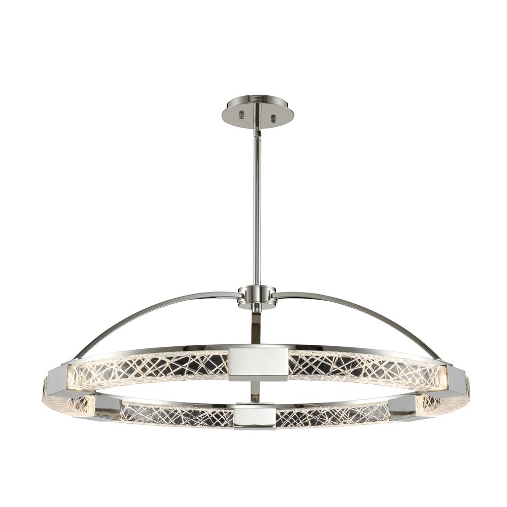 Allegri 034851-046-FR001 Athena 32 Inch LED Pendant in Polished Nickel with Firenze Crystal