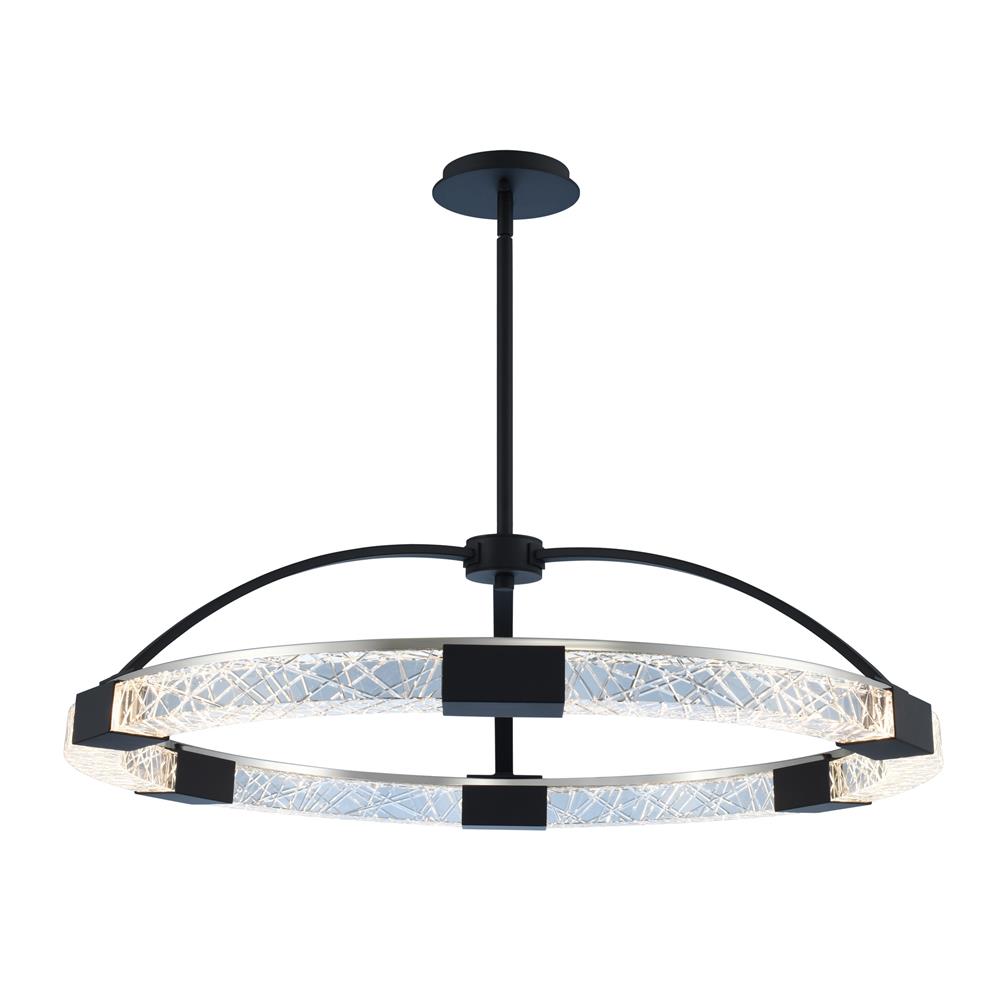 Allegri 034851-051-FR001 Athena 32 Inch LED Pendant in Matte Black w/ Polished Nickel with Firenze Crystal