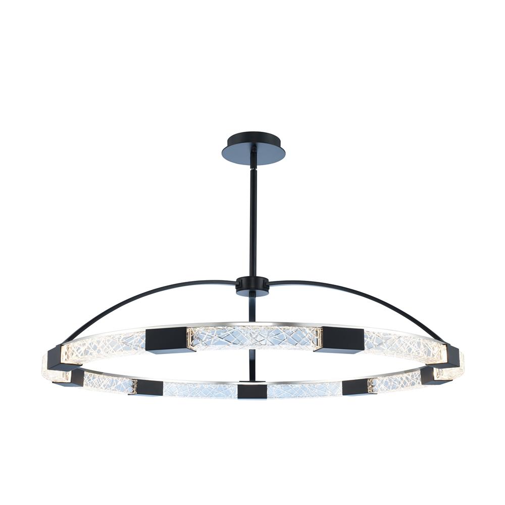 Allegri 034852-051-FR001 Athena 43 Inch LED Pendant in Matte Black w/ Polished Nickel with Firenze Crystal