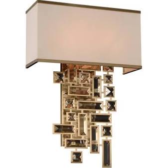 Allegri 11190-038-SE001 Vermeer 2 Light Wall Bracket W/off White Shade in Brushed Champagne Gold