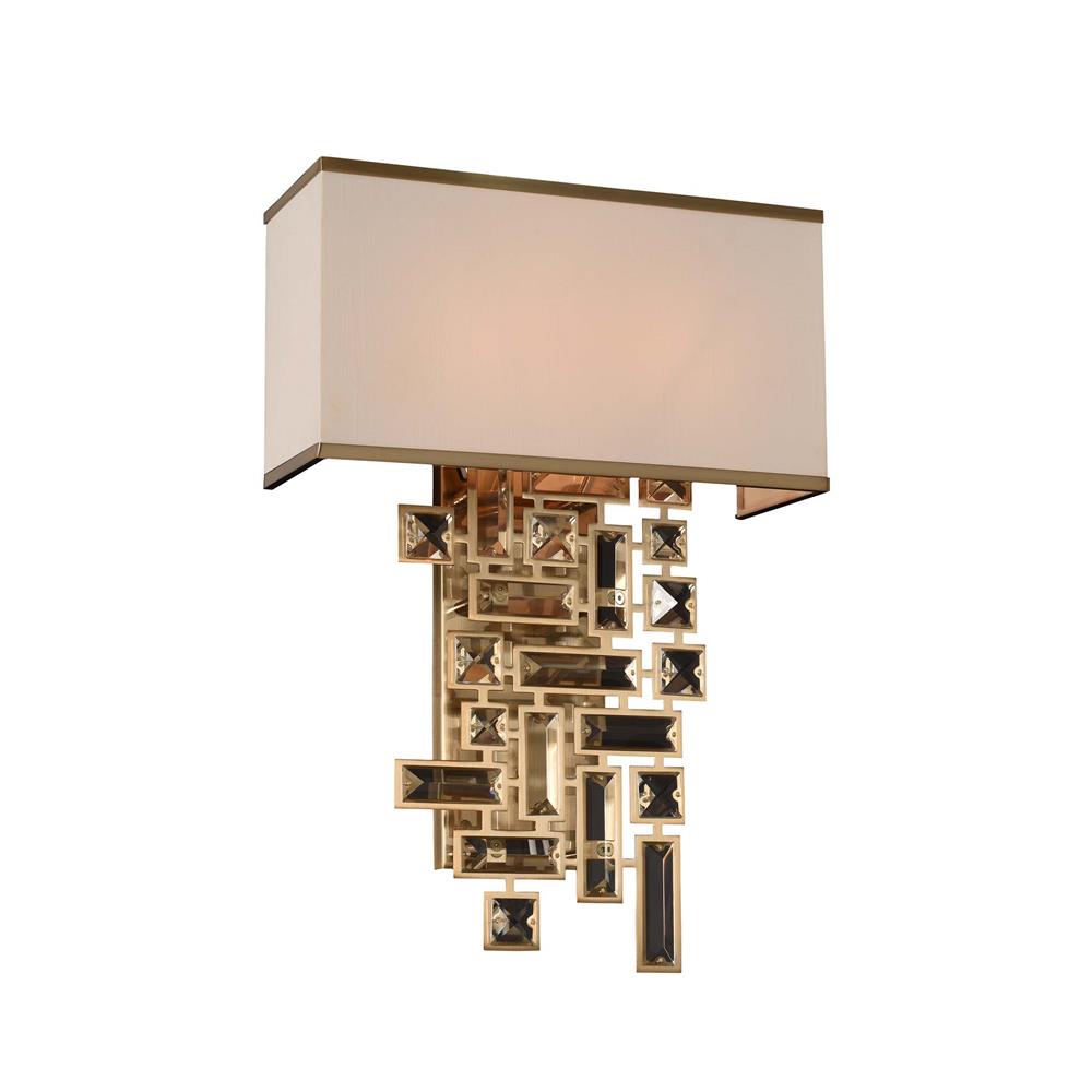 Allegri 11190-038-FR001 Vermeer 2 Light Wall Bracket W/off White Shade in Brushed Champagne Gold