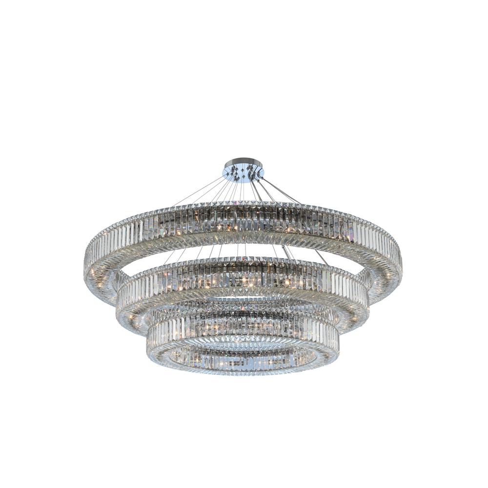 Allegri 11714-010-FR001 Rondelle (36 + 47 + 60) Inch 3 Tier Pendant in Chrome with Firenze Crystal