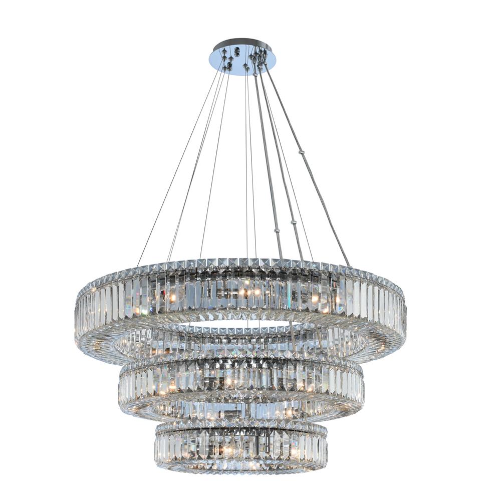 Allegri 11771-010-FR001 Rondelle (18 + 26 + 36) Inch 3 Tier Pendant in Chrome with Firenze Crystal