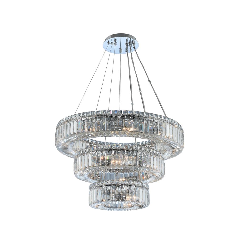 Allegri 11772-010-FR001 Rondelle (12 + 18 + 26) Inch 3 Tier Pendant in Chrome with Firenze Crystal