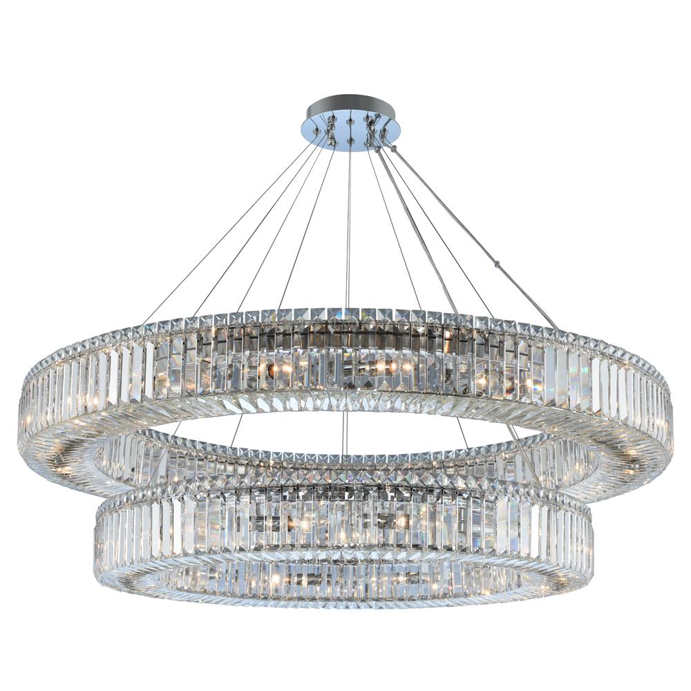 Allegri 11773-010-FR001 Rondelle (36 + 47) Inch 2 Tier Pendant in Chrome with Firenze Crystal