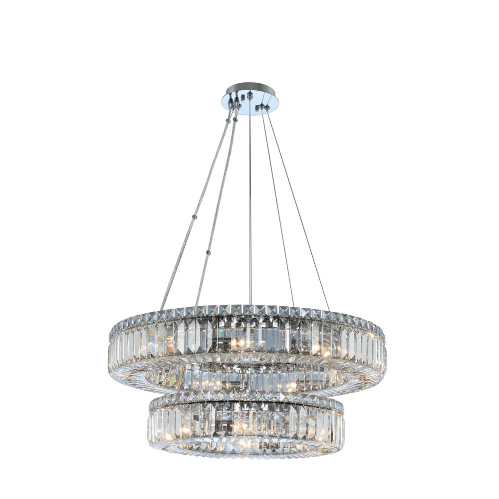 Allegri 11775-010-FR001 Rondelle (18 + 26) Inch 2 Tier Pendant in Chrome with Firenze Crystal