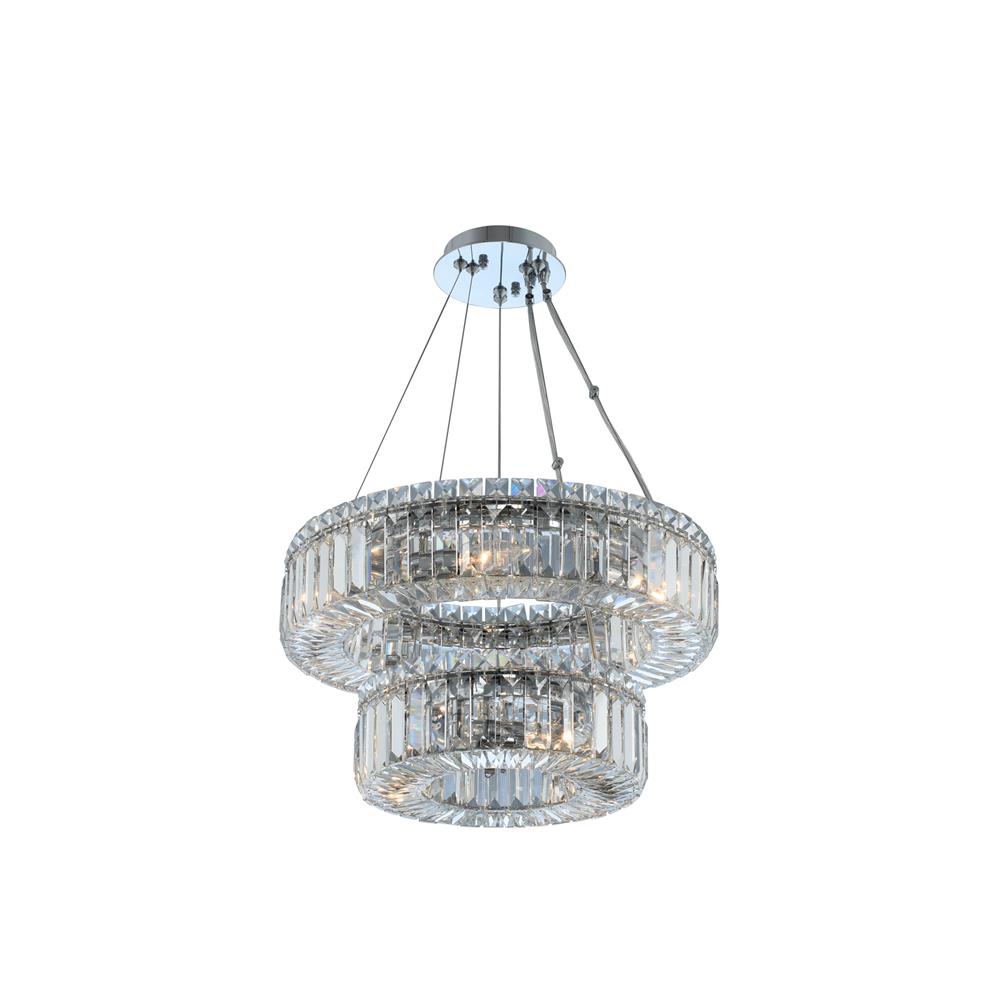 Allegri 11776-010-FR001 Rondelle (12 + 18) Inch 2 Tier Pendant in Chrome with Firenze Crystal