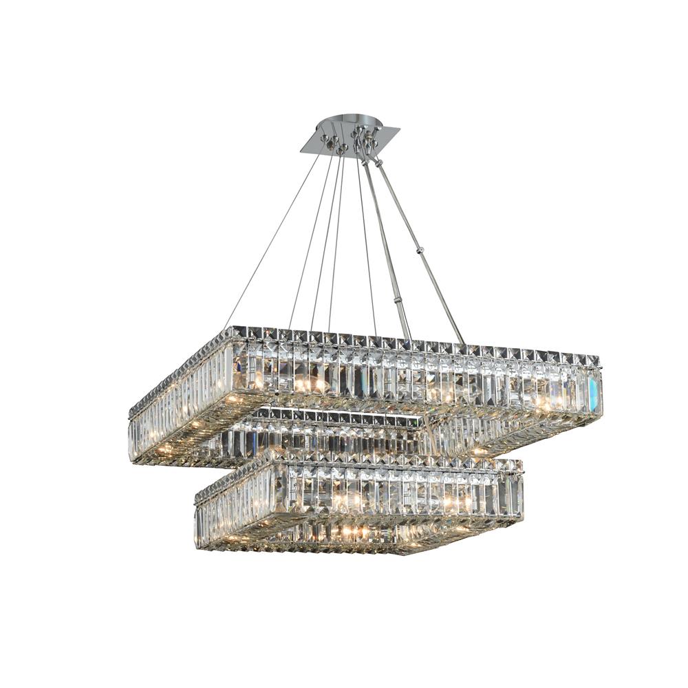 Allegri 11782-010-FR001 Quadro (18 + 27) Inch 2 Tier Pendant in Chrome with Firenze Crystal
