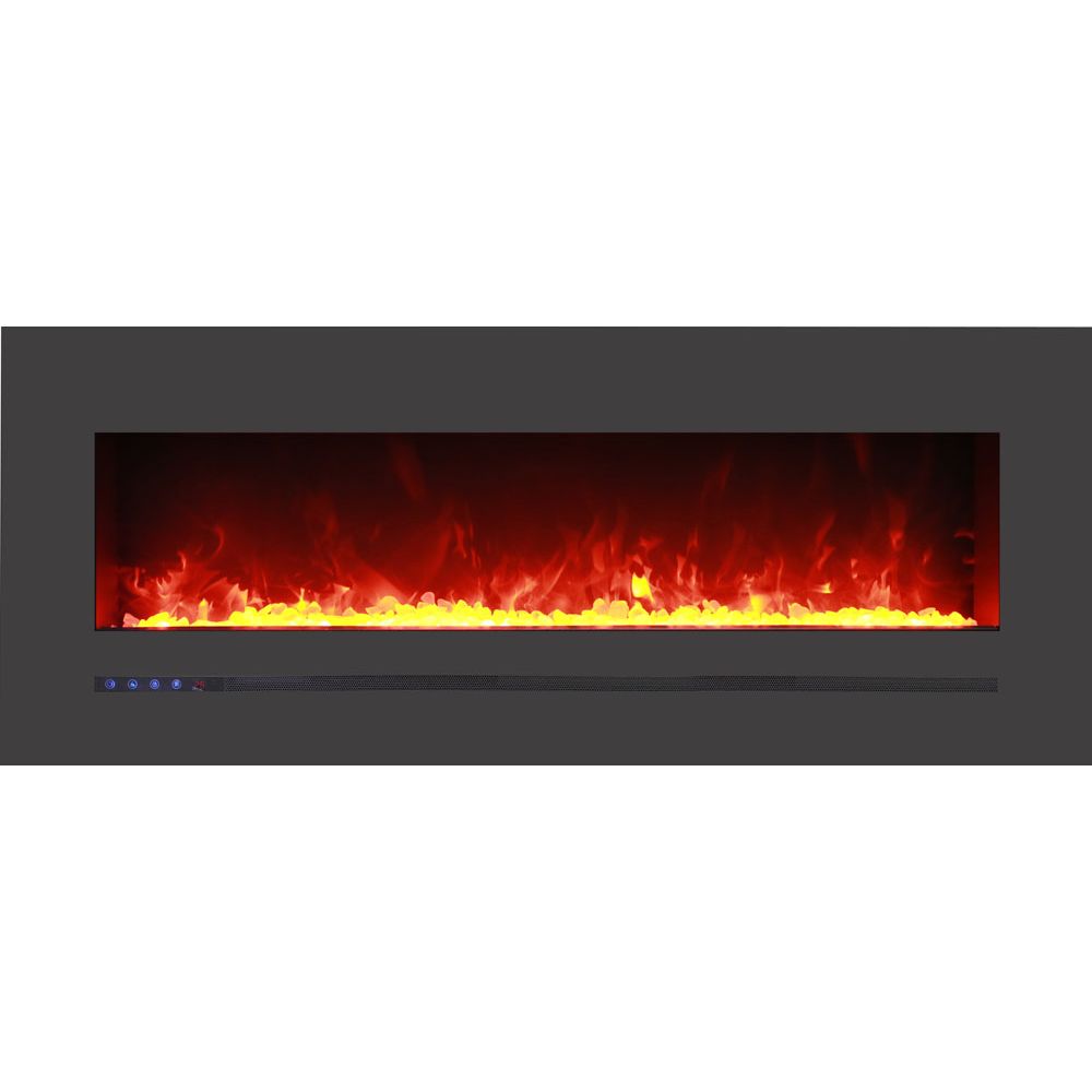 Sierra Flame WM-FML-48-5523-STL 48" Wall Mount / Flush Mount with Steel Surround with clear media