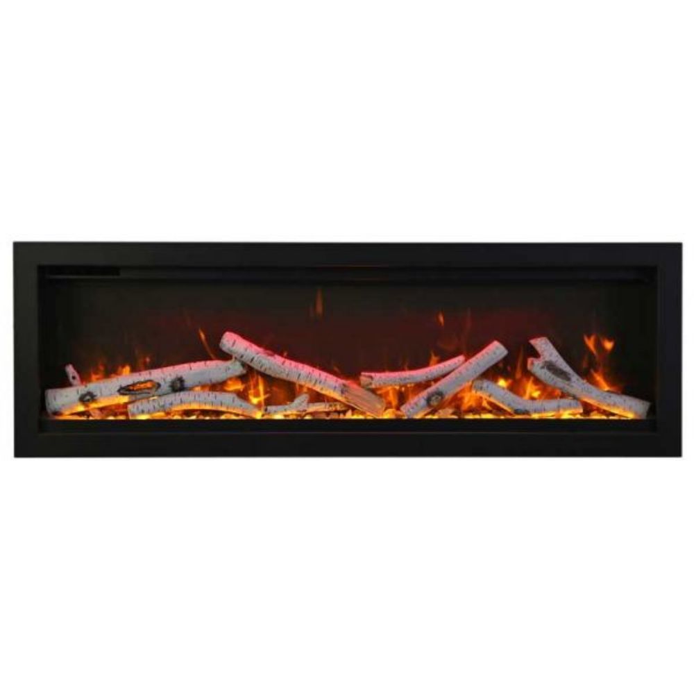 Amantii SYM-34 34" Clean face Electric Built-in with log and glass, black steel surround