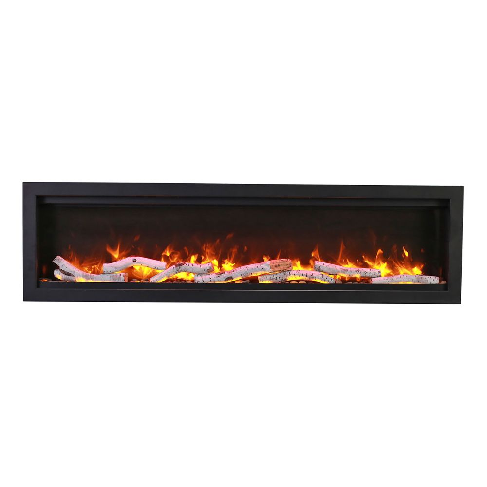Remii WM-42 42" Basic Clean-Face Built In Electric Fireplace with Clear Media and Black Steel Surround