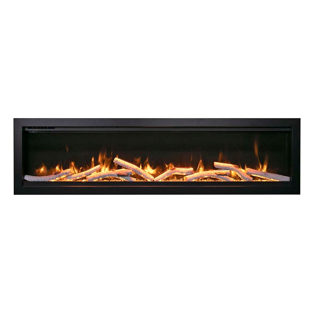 Amantii SYM-100 100" Clean face Electric Built-in with log and glass, black steel surround