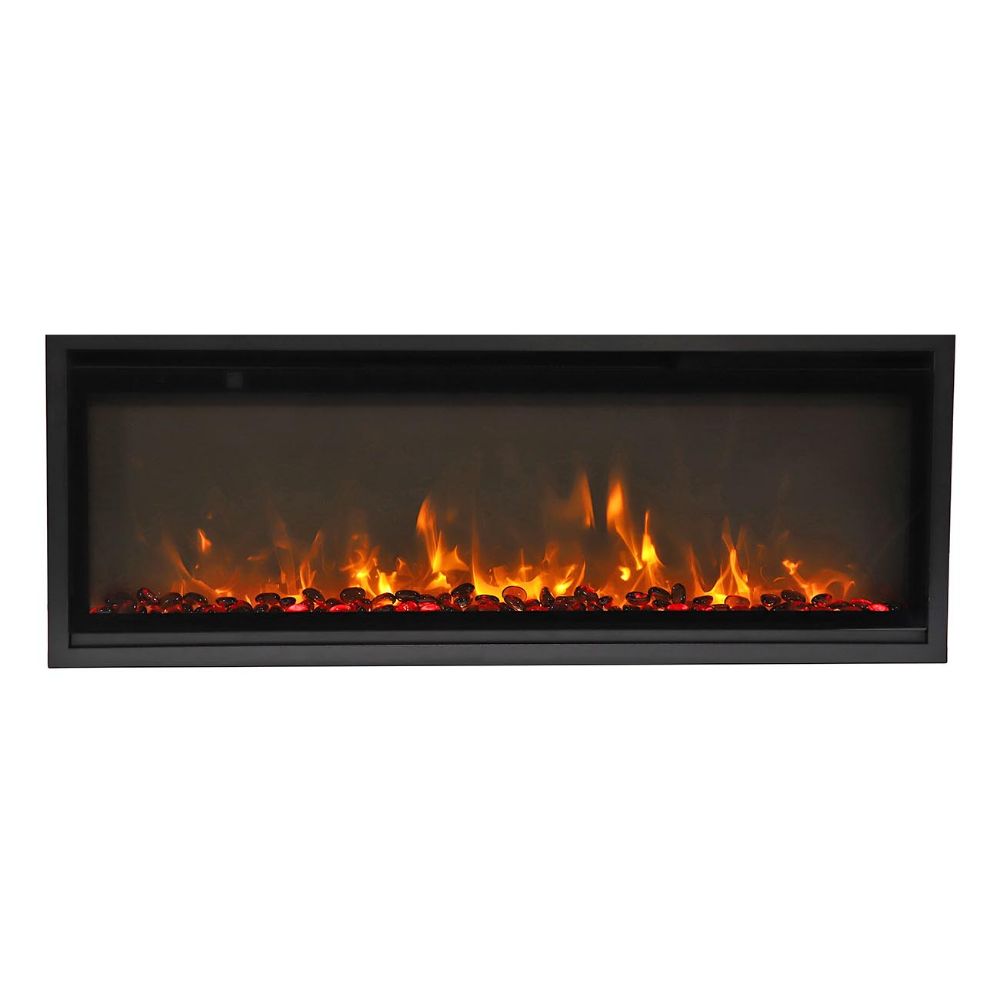 Remii WM-SLIM-55 55" Extra Slim Indoor Only Electric Fireplace with Black Steel Surround