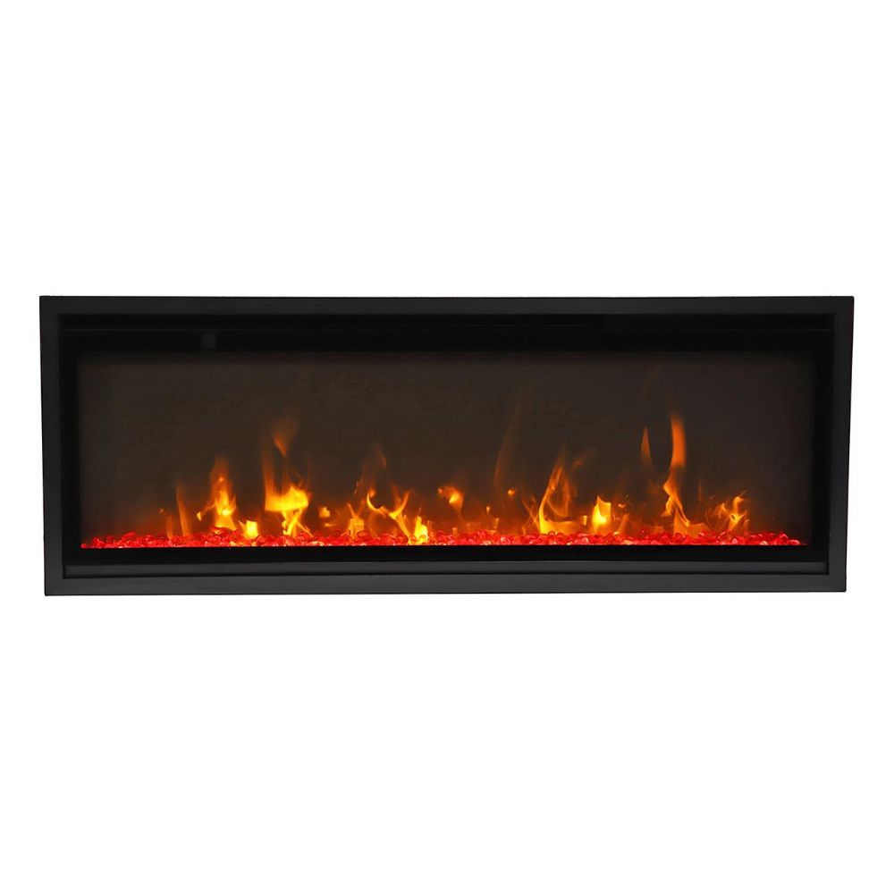 Remii WM-SLIM-65 65" Extra Slim Indoor Only Electric Fireplace with Black Steel Surround