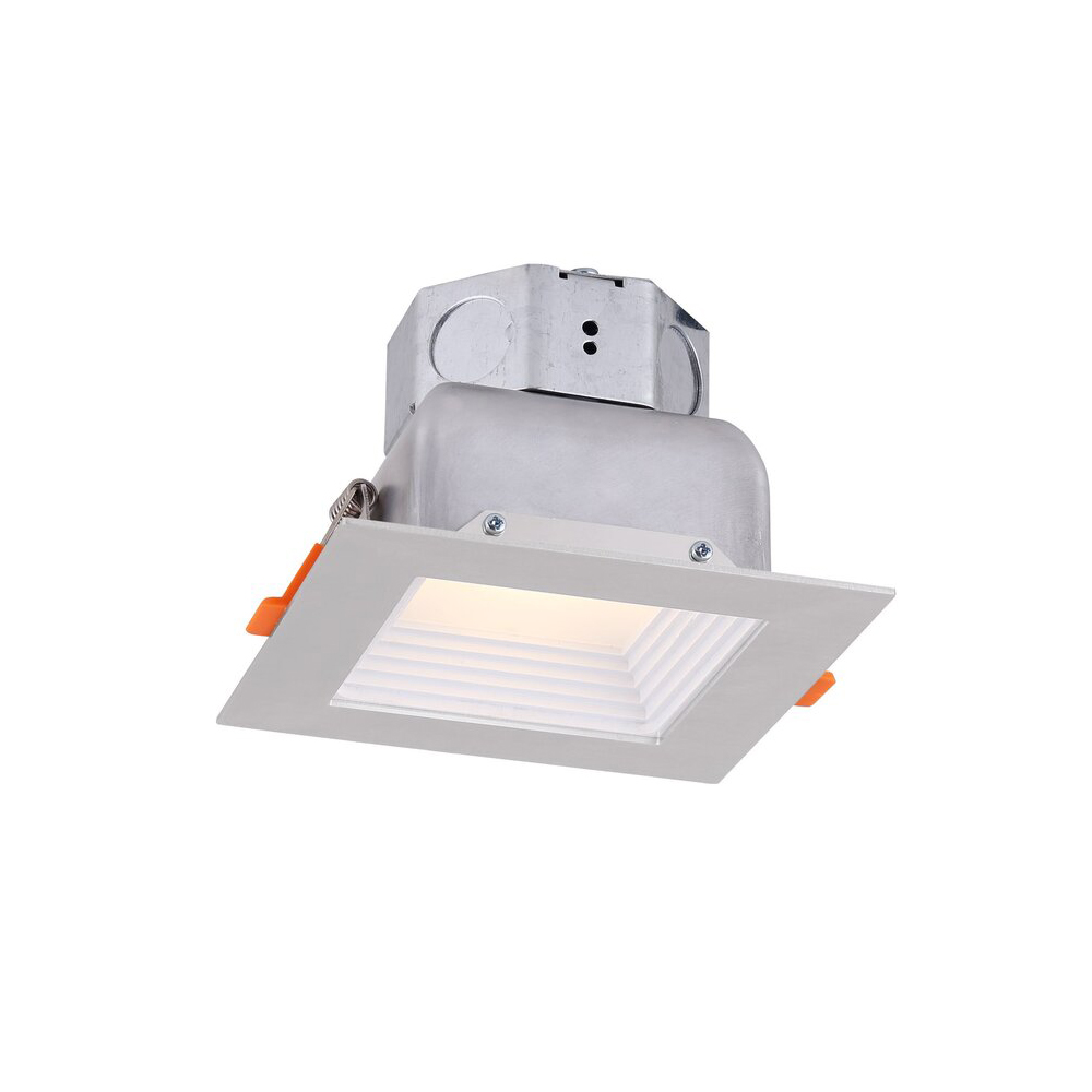 Amax Lighting LED-BR4P/BN-SQ 4" LED Veloce Square Baffle Downlight With Self-J-Box in Brush Nickel