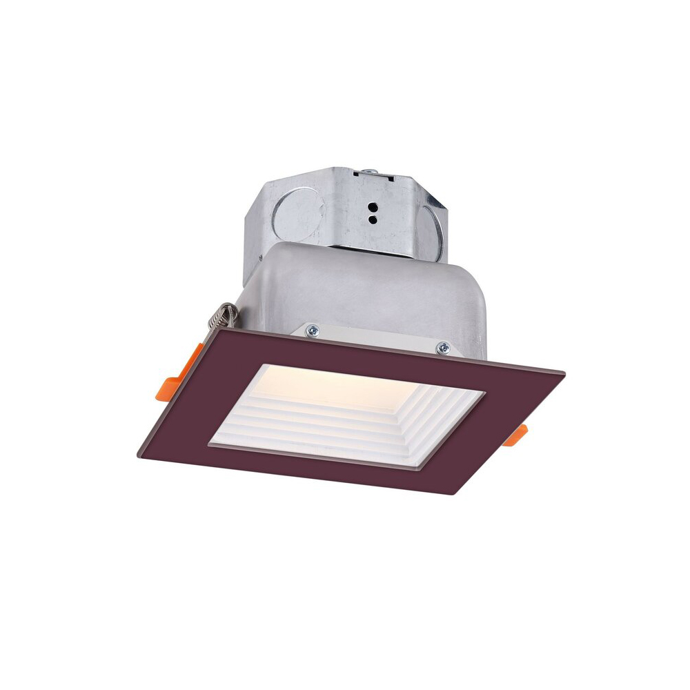 Amax Lighting LED-BR4P/BZ-SQ 4" LED Veloce Square Baffle Downlight With Self-J-Box in Bronze