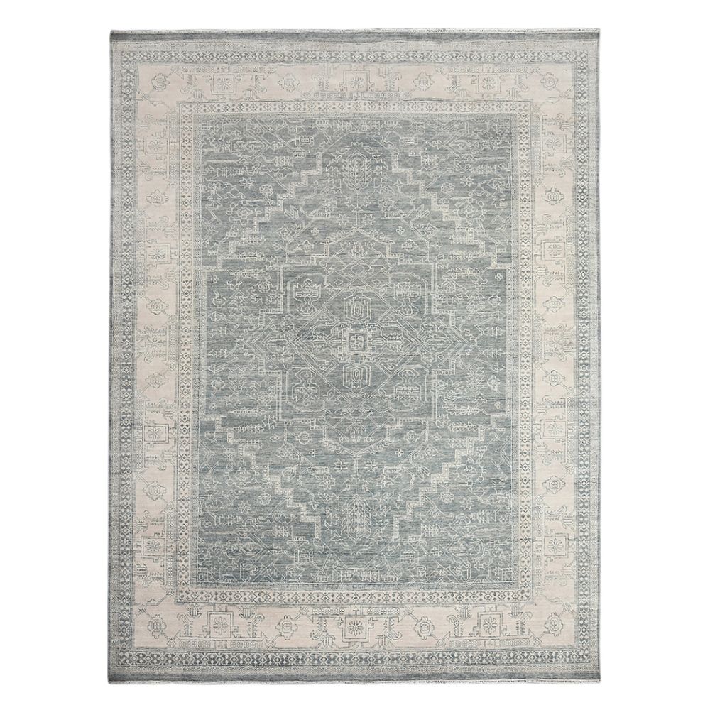 Amer Rugs NUI-3 Nuit Arabe Roselle Blue Hand-Knotted Wool Area Rug 2